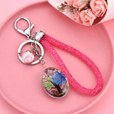 Sky Star Dried Flower Butterfly Key Chain Glass Pendant