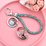 Sky Star Dried Flower Butterfly Key Chain Glass Pendant