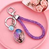 Sky Star Dried Flower Butterfly Key Chain Glass Pendant