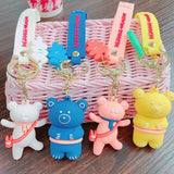 Korea Satchel Bear Doll Key Chain Creative Lover Silicone Rope Keychain
