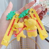 Korea Satchel Bear Doll Key Chain Creative Lover Silicone Rope Keychain