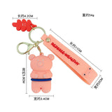 Korea Satchel Bear Doll Key Chain Creative Lover Silicone Rope Keychain