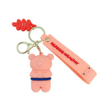 Korea Satchel Bear Doll Key Chain Creative Lover Silicone Rope Keychain