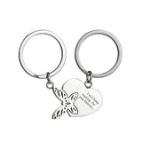 Stainless Steel Couple Love Key Chain Forever Waiting Heart Butterfly Matching