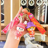 Cartoon Drink Fox Keychain Little Bear Key Holder Schoolbag Car Pendant