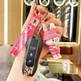 Cartoon Drink Fox Keychain Little Bear Key Holder Schoolbag Car Pendant