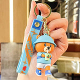 Cartoon Drink Fox Keychain Little Bear Key Holder Schoolbag Car Pendant