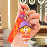 Cartoon Drink Fox Keychain Little Bear Key Holder Schoolbag Car Pendant