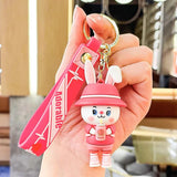 Cartoon Drink Fox Keychain Little Bear Key Holder Schoolbag Car Pendant