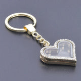 Crystal Heart Glass Memory Floating Relicario Pendant Keychain