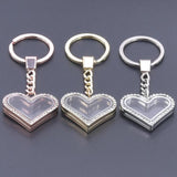 Crystal Heart Glass Memory Floating Relicario Pendant Keychain