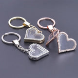 Crystal Heart Glass Memory Floating Relicario Pendant Keychain