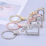 Crystal Heart Glass Memory Floating Relicario Pendant Keychain