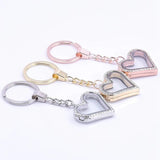 Crystal Heart Glass Memory Floating Relicario Pendant Keychain