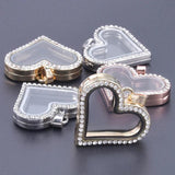 Crystal Heart Glass Memory Floating Relicario Pendant Keychain