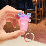 Donut Milk Tea Cup Keychains Women Pvc Soft Rubber Car Key Chain