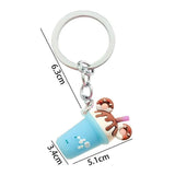 Donut Milk Tea Cup Keychains Women Pvc Soft Rubber Car Key Chain