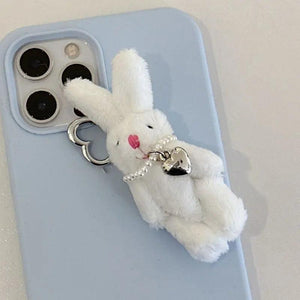 Fluffy Rabbit Keychain Love Heart Beaded Bag Pendant