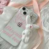 Fluffy Rabbit Keychain Love Heart Beaded Bag Pendant