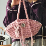 Fluffy Rabbit Keychain Love Heart Beaded Bag Pendant