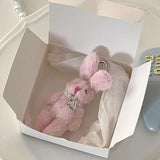 Fluffy Rabbit Keychain Love Heart Beaded Bag Pendant