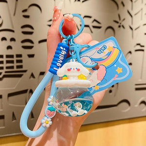 Cute Cartoon Animal Liquid Keychain for Women Car Bag - Bunny Fox Doll Keyring