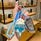 Cute Cartoon Animal Liquid Keychain for Women Car Bag - Bunny Fox Doll Keyring