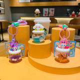 Cute Cartoon Animal Liquid Keychain for Women Car Bag - Bunny Fox Doll Keyring