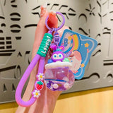 Cute Cartoon Animal Liquid Keychain for Women Car Bag - Bunny Fox Doll Keyring