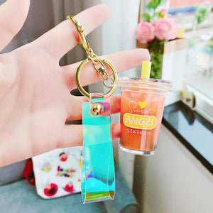 Creative Pearl Milk Tea Keychain Cartoon Student Toy