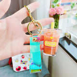 Creative Pearl Milk Tea Keychain Cartoon Student Toy