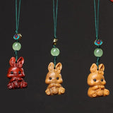 Rabbit Shape Wood Car Keyring Sandalwood Key Chains DIY Making Accessories