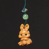 Rabbit Shape Wood Car Keyring Sandalwood Key Chains DIY Making Accessories
