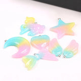 Glitter Resin Wings Bow Star Ornament for DIY Jewelry Making