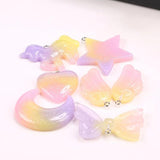 Glitter Resin Wings Bow Star Ornament for DIY Jewelry Making