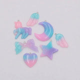 Glitter Resin Wings Bow Star Ornament for DIY Jewelry Making