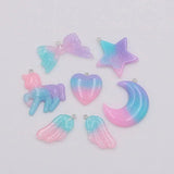 Glitter Resin Wings Bow Star Ornament for DIY Jewelry Making