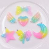 Glitter Resin Wings Bow Star Ornament for DIY Jewelry Making