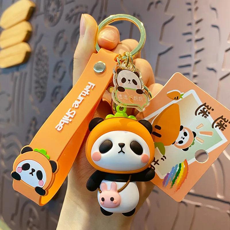 Cute Panda Keychain for Couple Car Keychain Ring Holder