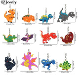 12pcs Silicone Dinosaur Keychain PVC Animal Key Chain Ring Car Pendant Keyring