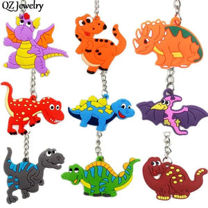12pcs Silicone Dinosaur Keychain PVC Animal Key Chain Ring Car Pendant Keyring