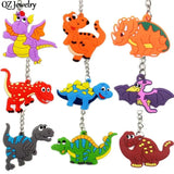 12pcs Silicone Dinosaur Keychain PVC Animal Key Chain Ring Car Pendant Keyring