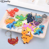12pcs Silicone Dinosaur Keychain PVC Animal Key Chain Ring Car Pendant Keyring