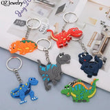 12pcs Silicone Dinosaur Keychain PVC Animal Key Chain Ring Car Pendant Keyring