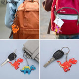 12pcs Silicone Dinosaur Keychain PVC Animal Key Chain Ring Car Pendant Keyring