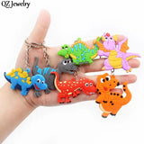 12pcs Silicone Dinosaur Keychain PVC Animal Key Chain Ring Car Pendant Keyring