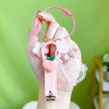 Pink Cherry Sakura Key Ring Nail Clippers Holder