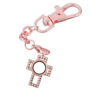 Alloy Memory Locket Keychain with Lobster Clasp & Glass Locket