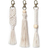 3 Mini Macrame Keychains Boho Bag Charms with Tassels