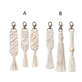 3 Mini Macrame Keychains Boho Bag Charms with Tassels